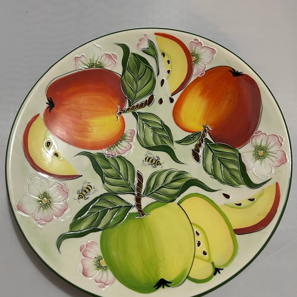 Hand-Painted Fruit Design Ceramic Plate - Multicolor